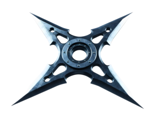 Fourpointed throwing star isolated on transparent background