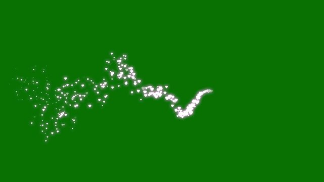 Pink fairy glitter heart trail with magical bokeh effects on green screen designed for romantic love videos, valentine greetings, wedding overlays, and dreamy visual effects