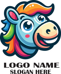 Horse cartoon animal logo icon vector .