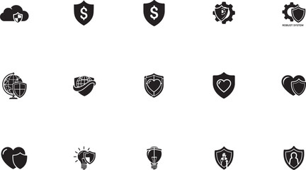 Heart and shield protection love security vector illustration flat design