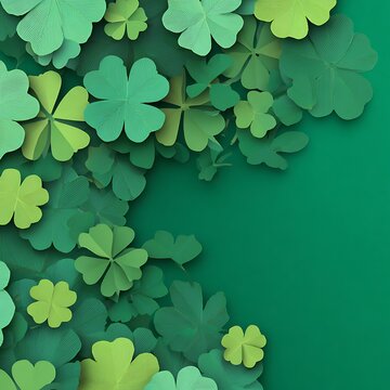 a bunch of green shamrocks on a green background