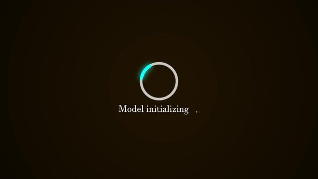 Model initializing loading animation on dark background