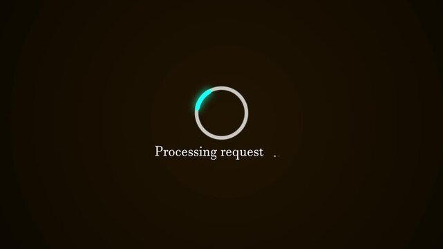 Processing request loading screen animation with circular progress bar