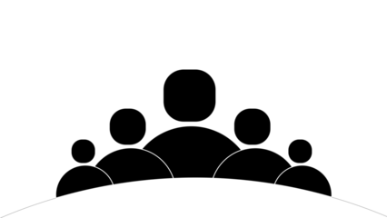 Group of people icon silhouette facing forward