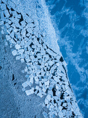 Top-Down Aerial View of Ice Floes and Frozen Water