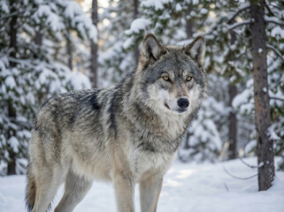 Obraz premium Wild Grey Wolf Natural Wildlife Portrait