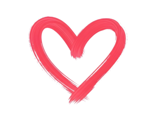 Hand drawn pink heart shape isolated on transparent background