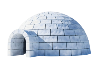 Igloo made of ice blocks isolated on transparent background