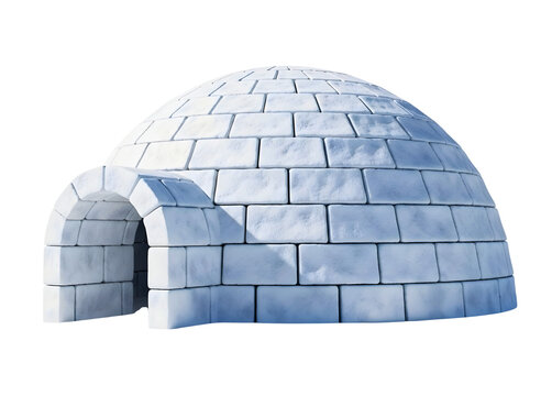 Igloo made of ice blocks isolated on transparent background