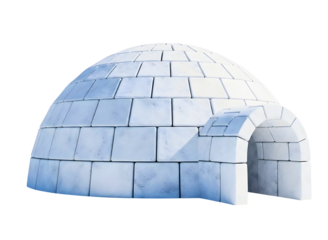 Igloo made of ice blocks isolated on transparent background