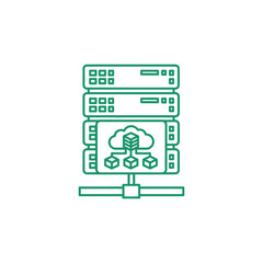 Fototapeta premium Green servers stack illustration with cloud storage