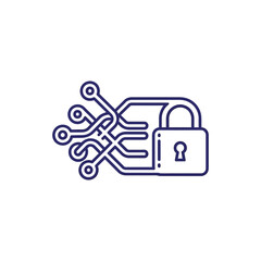 Obraz premium Secure digital circuit with padlock ensures data protection and safety online