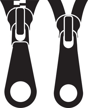 Two zippers silhouette on a white isolated ground