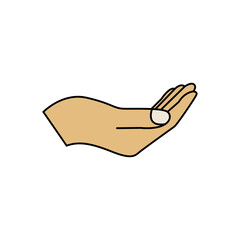Open hand silhouette symbol for giving receiving