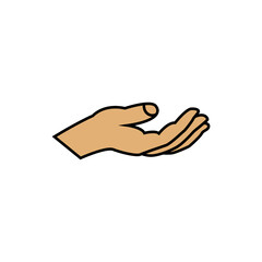 Open hand silhouette symbol for giving receiving