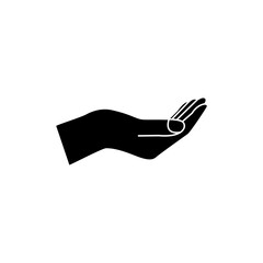 Open hand silhouette symbol for giving receiving