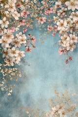 Elegant, vintage background with floral border beautifully perfectly intricately
