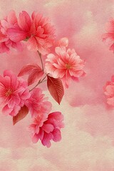 Soft flowers on soft light watercolor background