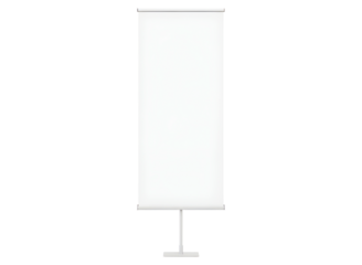 Blank roll up banner stand isolated on transparent background