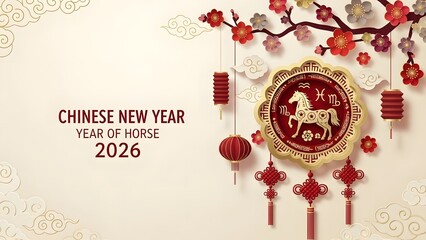 Vibrant Chinese New Year celebration with horse symbol