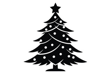 Obraz premium Abstract Christmas Tree Shape Silhouette, Black Geometric Pine Tree Vector for Minimalist Holiday Invitations and Seasonal Decor