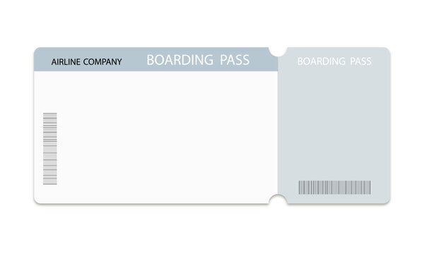 Airplane ticket template on white background.