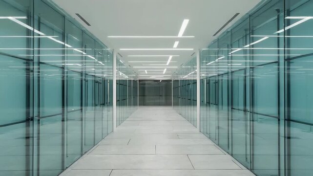 Cinematic Modern Office Hallway Walkthrough