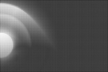 Halftone blur, abstract glowing shape with diffused gradient and pixel grid texture in black, white and grey. Soft organic form enhances depth, perfect for artistic backgrounds, creative layouts