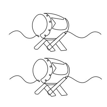 Continuous line drawing of traditional bedog drum
