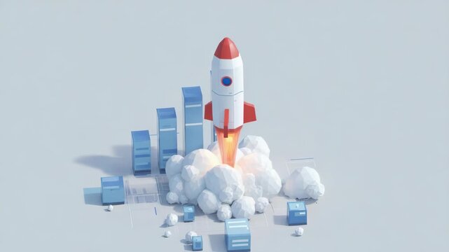 A rocket launching with data graph