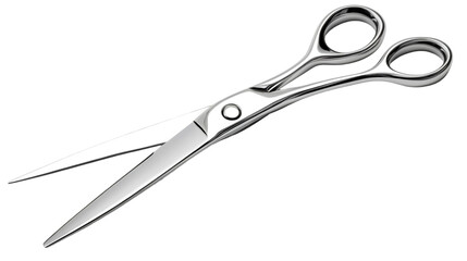 Fototapeta premium A pair of shiny silver scissors on a black background