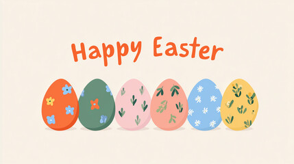 Colorful Easter eggs with floral patterns celebrating spring festivities. Ideal for holiday greeting cards, decorations, and seasonal marketing.