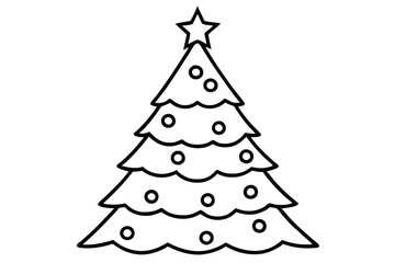 Fototapeta premium Symmetric Geometric Christmas Tree Icon, Black and White Vector Silhouette for Holiday Branding