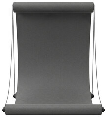 Grey blank paper photography studio backdrop roll suspended isolated on a transparent background