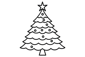 Fototapeta premium Detailed Pine Tree Branch Christmas Graphic, Black and White Vector for Winter Nature Design