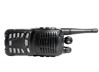 Black walkie talkie radio isolated on transparent background