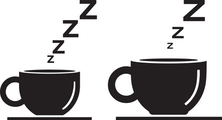 Lazy silhouette cups of coffee sleep deprivation concept