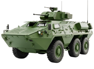 Armored personnel carrier 6x6 isolated on transparent background