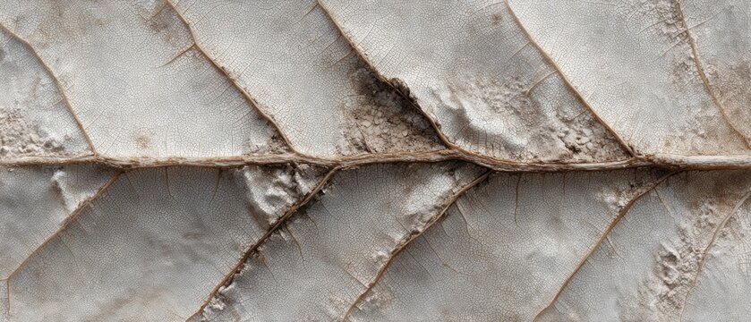 Minimalist Rendering of Blighted Leaf with Stripes in Soft Earth Tones and Textured Finish