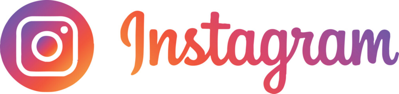 instagram social media app icon and script logotype vector