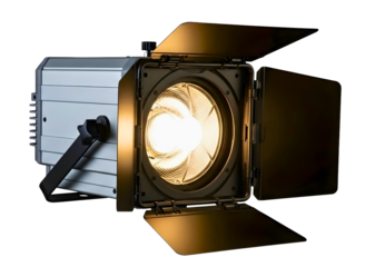 Professional led fresnel spotlight isolated on transparent background