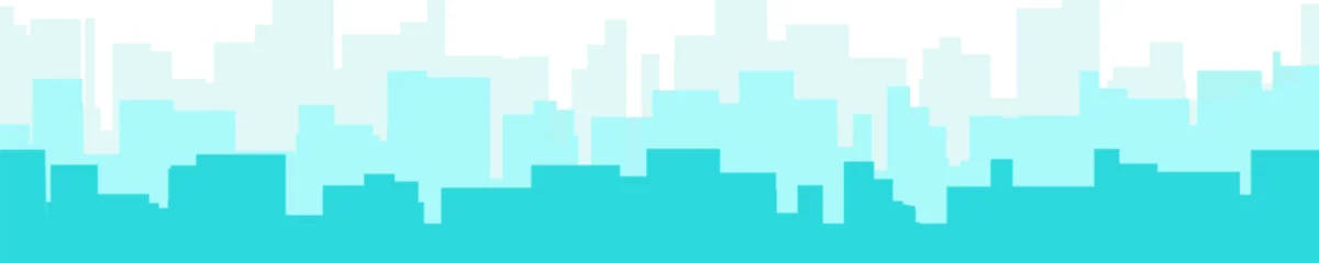 Selbstklebende Fototapeten Türkis City landscape background flat. Abstract urban trendy architectural panorama for decoration, web site, banner  © Chikichirony