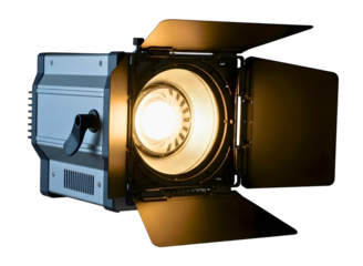 Professional led fresnel spotlight isolated on transparent background