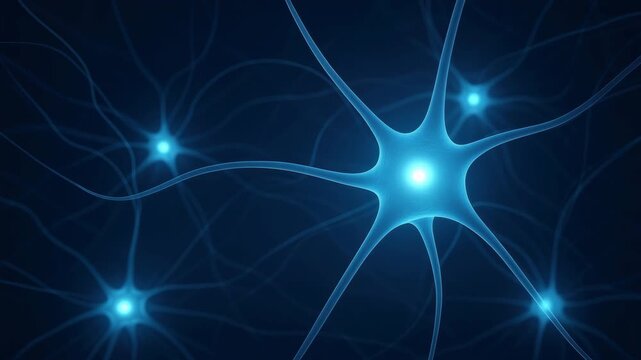 A close-up, high-angle view of glowing neural networks, showcasing a futuristic concept. Ideal for science or technology-themed video content. Live desktop wallpaper.