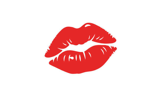 Red lips illustration isolated on white background.