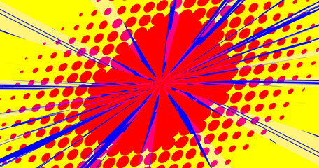 Fototapeta premium Comics Pop Art Dotted sunburst Background colorful for decoration, greeting card, holiday banner