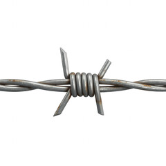 Obraz premium Closeup of twisted steel barbed wire with sharp points and spiral center... isolated on a transparent background
