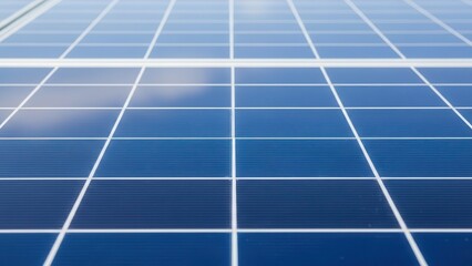 Close-up of blue solar panels for renewable energy production, sustainable technology concept