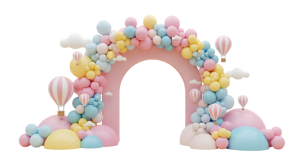 FANTASY PASTEL BALLOON ARCHWAY HOT AIR BALLOON DECORATION