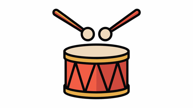 Red drum with drumsticks Vector